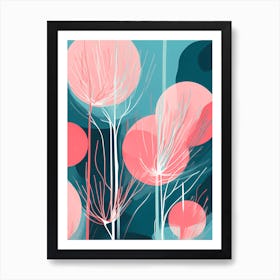 Abstract tree Art, calming tones of Blue, pink& teal, 1285 Art Print