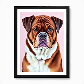 Dogue De Bordeaux 3 Watercolour Dog Art Print