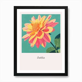 Dahlia 1 Square Flower Illustration Poster Art Print