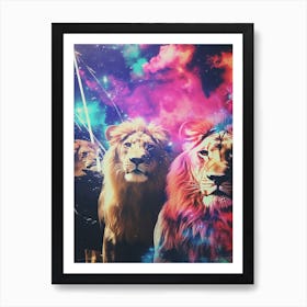 Lion Zodiac Retro Collage 1 Art Print