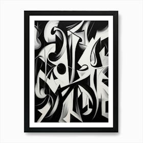 Enigmatic Encounter Abstract Black And White 4 Art Print