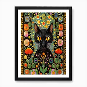 Black Cat In The Garden Art Print Art Print