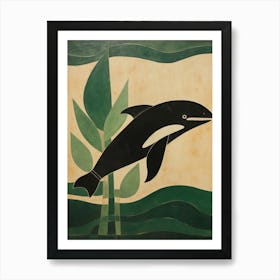 Abstract Killer Whale Geometric Collage Art Print