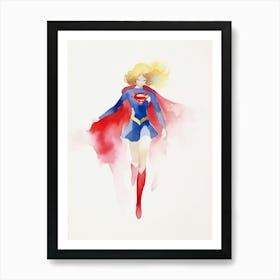 Super Girl Watercolor Art Print