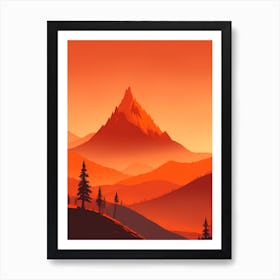 Misty Mountains Vertical Composition In Orange Tone 280 Art Print
