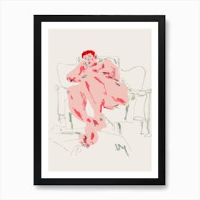 Model Resting In A Chair Art Print