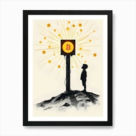 Bitcoins On The Moon Art Print