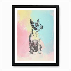 Pastel Basenji Dog Pastel Line Illustration  2 Art Print