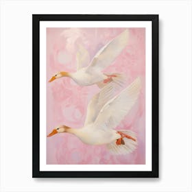 Pink Ethereal Bird Painting Duck 2 Art Print