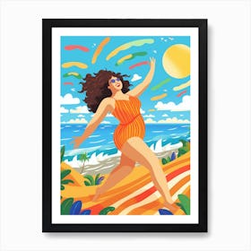 Body Positivity Day At The Beach Colourful Illustration  2 Art Print