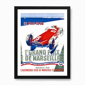 1946 Marseille Grand Prix Racing Poster Art Print