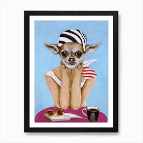 Bistro Chihuahua Art Print