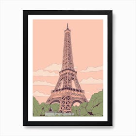 The Eiffel Tower Paris Travel Illustration 1 Art Print