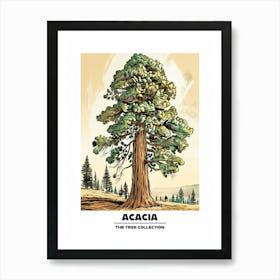 Acacia Tree Storybook Illustration 3 Poster Art Print