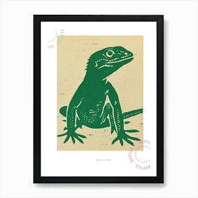 Forest Green Anoles Lizard Bold Block Colour 4 Poster Art Print