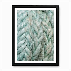 Summer teal pattern - ships rope on a ferry in a fjord in Norway - nature and travel photography by Christa Stroo Art Print