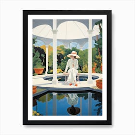 Patio With Pool In Mexico - expressionism 4 Art Print