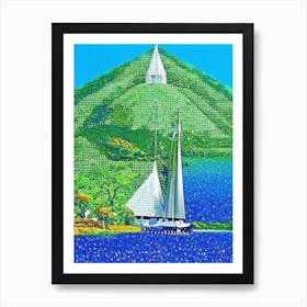 Grenadines Saint Vincent And The Grenadines Pointillism Style Tropical Destination Art Print