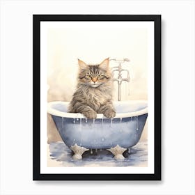 American Bobtail Cat In Bathtub Bathroom 1 Art Print