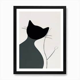 Cat Line Art Abstract 3 Art Print