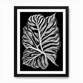 Papaya Leaf Linocut 2 Art Print