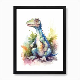 Suchomimus Cute Dinosaur Watercolour 3 Art Print