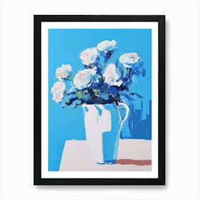 White Roses In A Vase Art Print