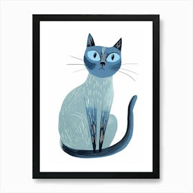 Ojos Azules Cat Clipart Illustration 5 Art Print