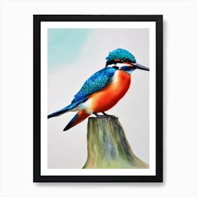 Kingfisher Watercolour Bird Art Print