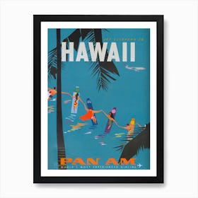 Hawaii Airline Retro Travel Vintage Poster Art Print