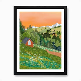 Cottage On The Hill Art Print