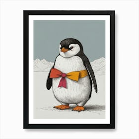 Penguin With A Bow Art Print