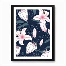 Seamless Pattern With Lilies Art Print