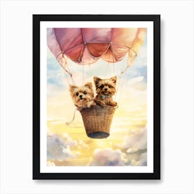 Yorkshire Terriers In Hot Air Balloon 2 Art Print