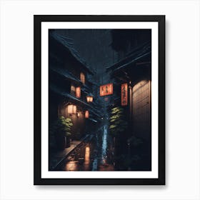 Rainy Night In Japan Art Print