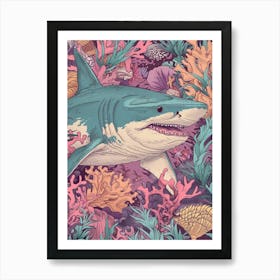 Bigeye Thresher Shark Illustration 1 Art Print