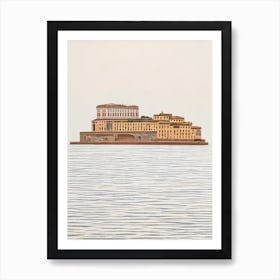 Castel Dell'Ovo Naples Boho Landmark Illustration Art Print