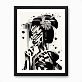 Geisha Minimal Black and White Art Print