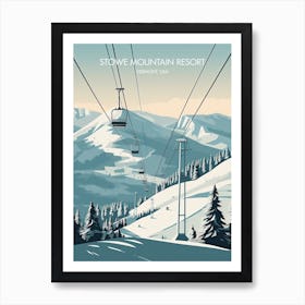 Poster Of Stowe Mountain Resort   Vermont, Usa, Ski Resort Illustration 2 Art Print