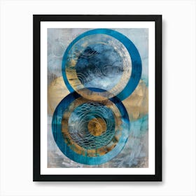 Blue And Gold Circles Art Print