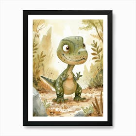 Cute T Rex Dinosaur Illustration 2 Art Print
