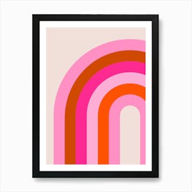 Retro Rainbow Arch Pink And Orange Art Print