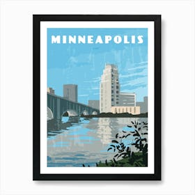 Minneapolis, USA — Retro travel minimalist poster Art Print