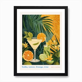 Orange & Lime Art Deco Inspired Cocktail 1 Poster Art Print