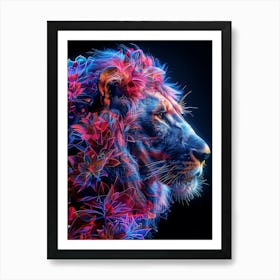 Lion With Flowers 16 Art Print