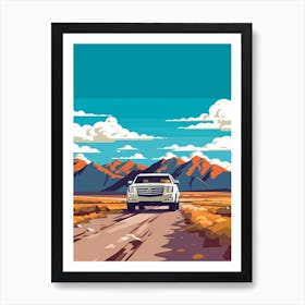 A Cadillac Escalade In The Andean Crossing Patagonia Illustration 3 Art Print
