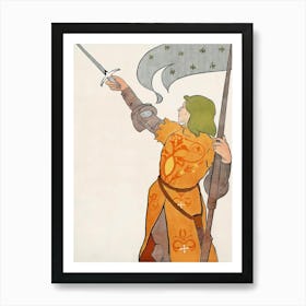 Woman Holding A Flag And Sword Illustration, Edward Penfield Art Print