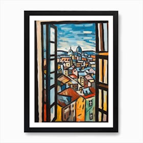 Window View Of Stockholm Sweden In The Style Of Cubism 1 Art Print