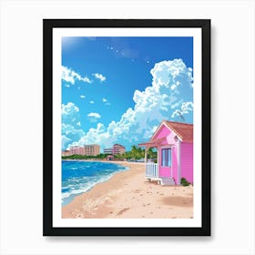 Pink Beach House 1 Art Print