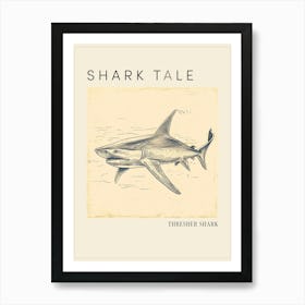 Thresher Shark Vintage Illustration 2 Poster Art Print